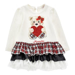 MONNALISA abito felpa girocollo tinta unita con balze Bianco per Bambina 19D922X BIANCO MONNALISA 