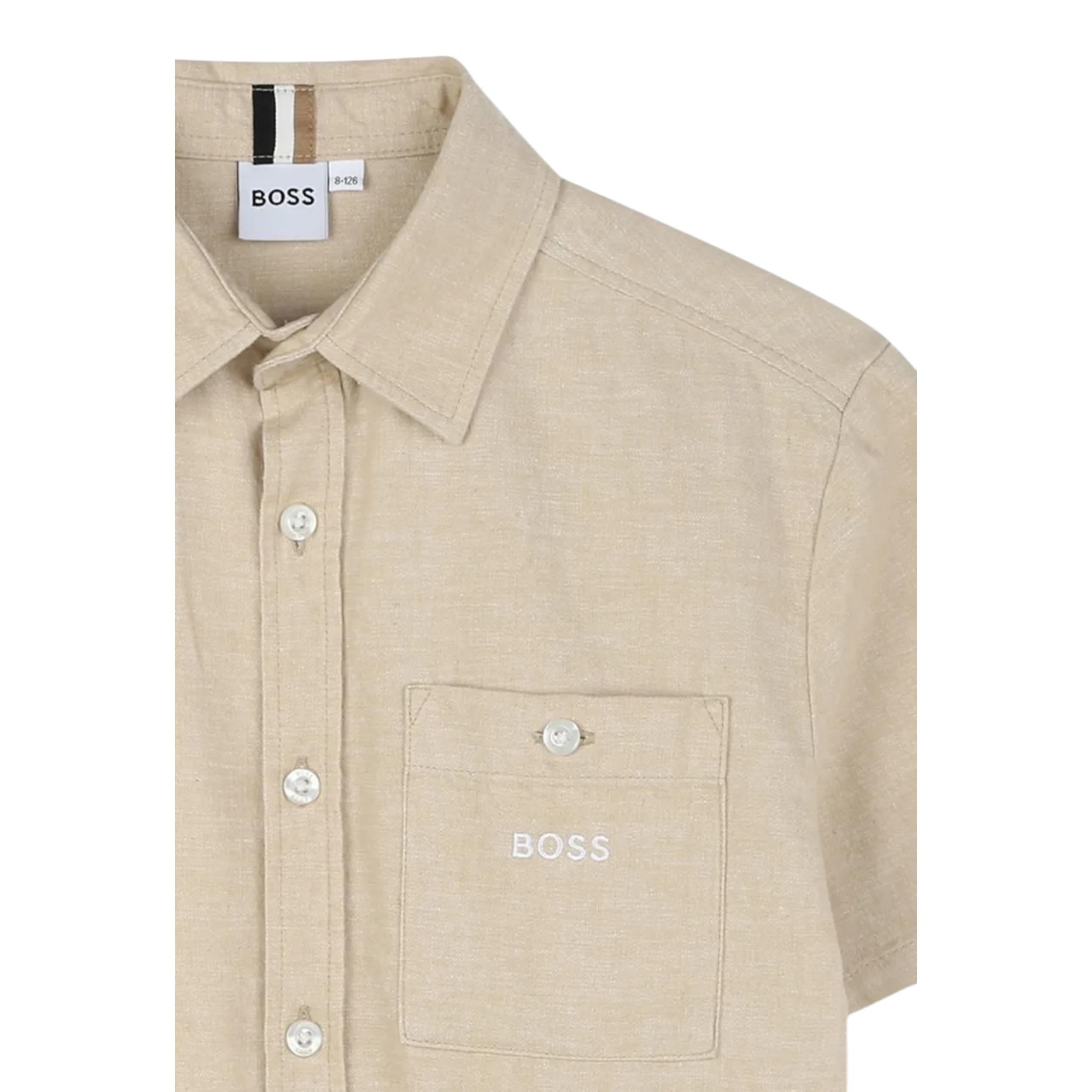 Boss Camicia Mezza Manica Tinta Unita per Bambino J52008X BEIGE BOSS 