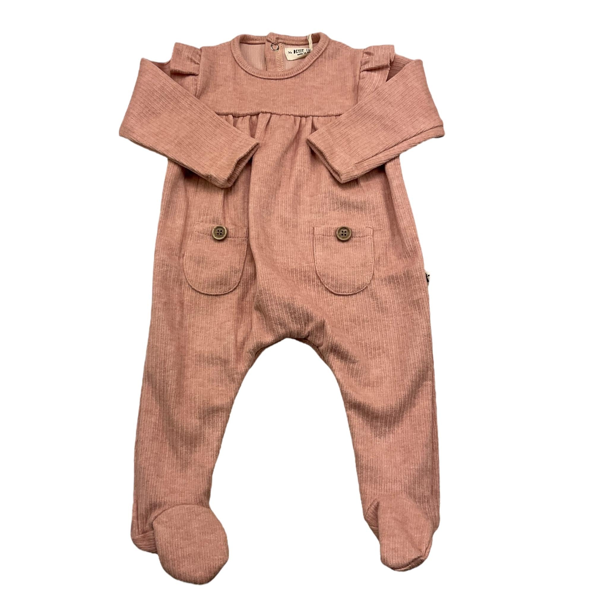 PETIT INDI tutina manica lunga tinta unita Rosa per Neonata AW24B0918 ROSA PETIT INDI 