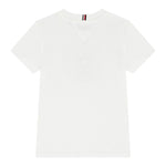 Tommy Hilfiger T-Shirt Girocollo Tinta Unita con Logo per Bambino KB0KB09538 BIANCO TOMMY HILFIGER 