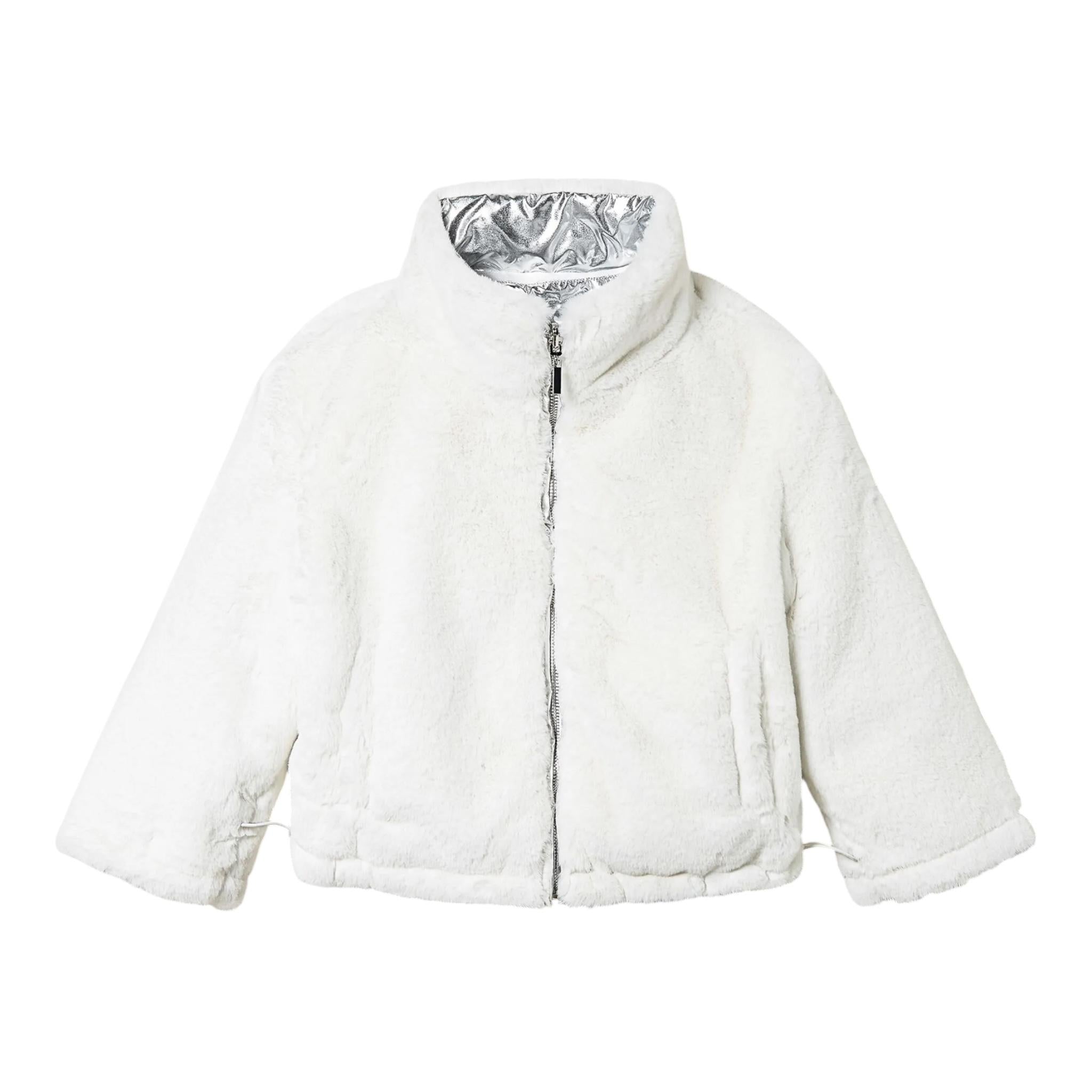 TWINSET giubbino reversbile con cappuccio bicolore Bianco/argento per Bambina 242GJ2210 BIANCO/ARGENTO TWINSET 