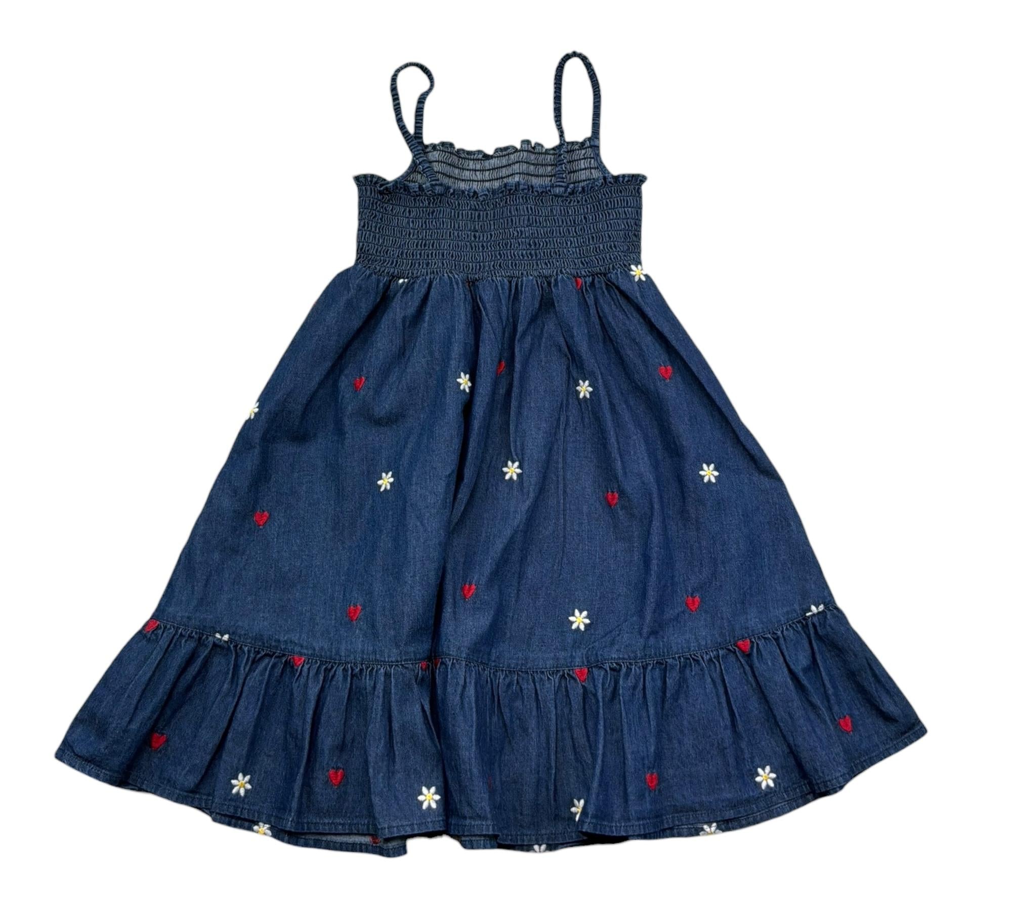 Saint Barth Abito Bretelline Tinta Unita con Ricami Fiori per Bambina MIKI BLU SAINT BARTH 