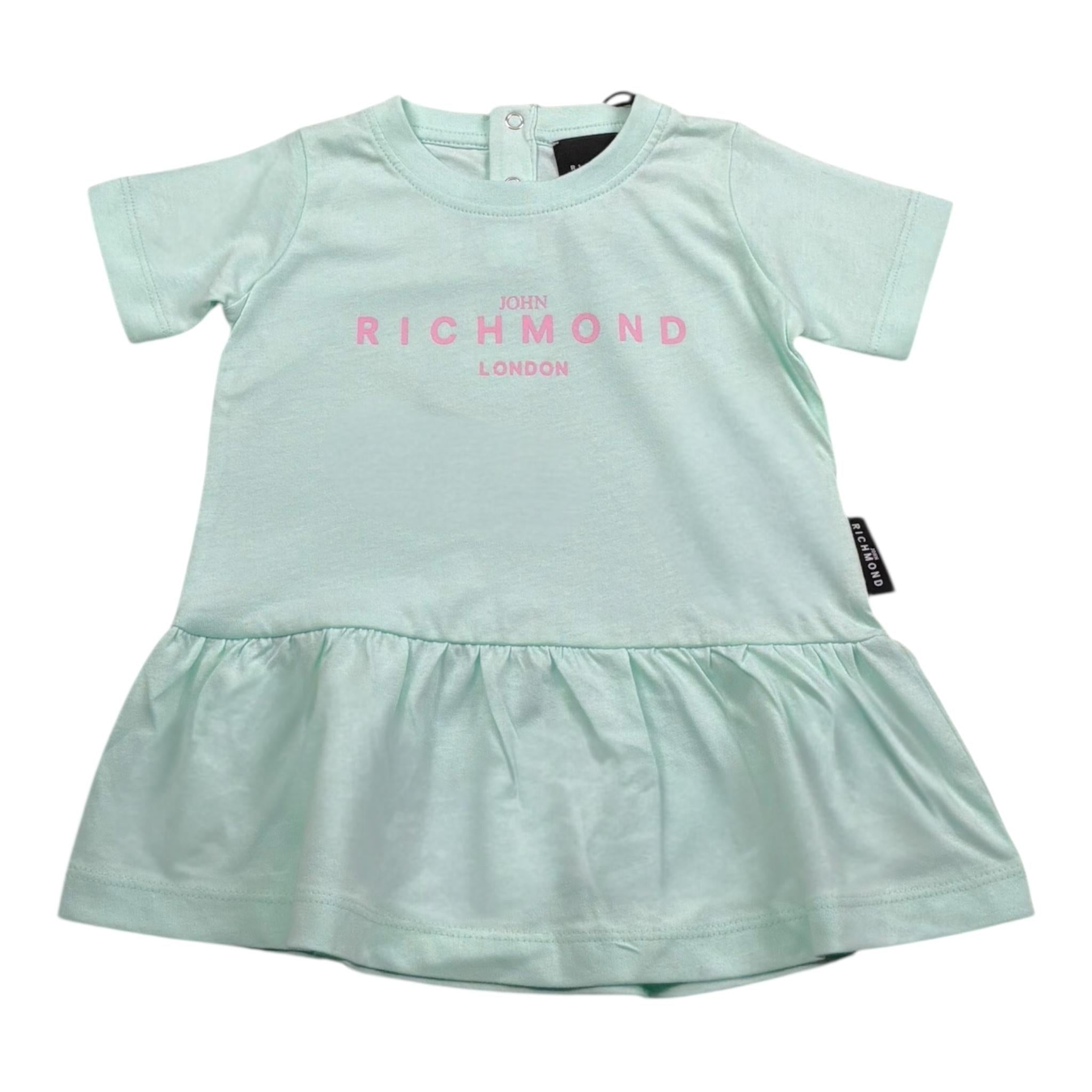 John Richmond Abito Tinta Unita con Stampa per Neonata RIP25005VE VERDE ACQUA JOHN RICHMOND 