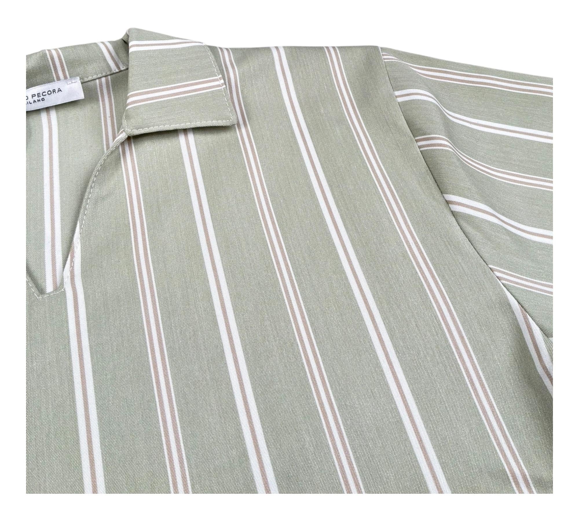 Paolo Pecora Camicia Mezza Manica Fantasia A Righe per Bambino PP42355 VERDE PAOLO PECORA 