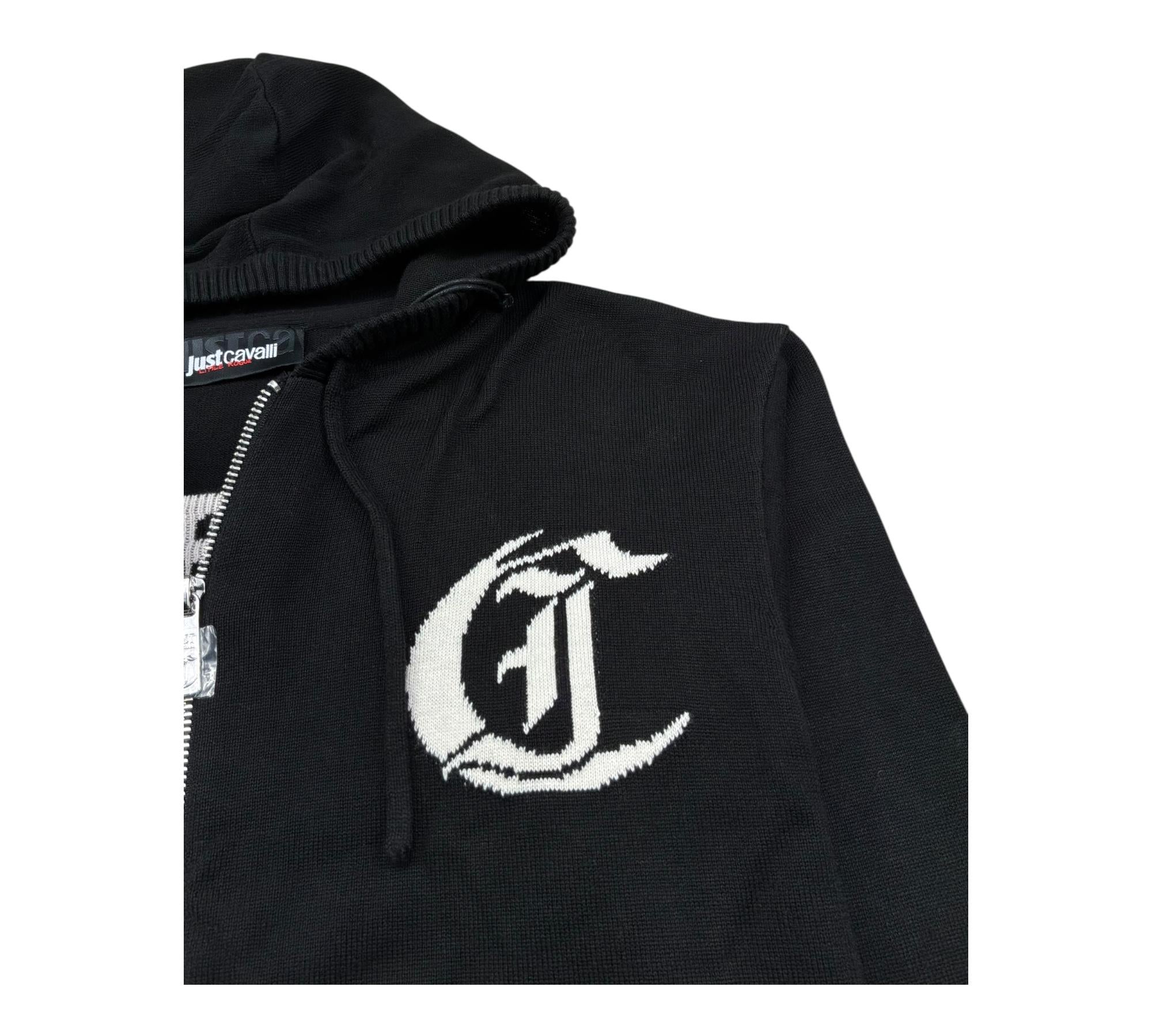 Just Cavalli Felpa In Maglia con Zip E Cappuccio Tinta Unita per Bambino JBP26002MA NERO JUST CAVALLI 