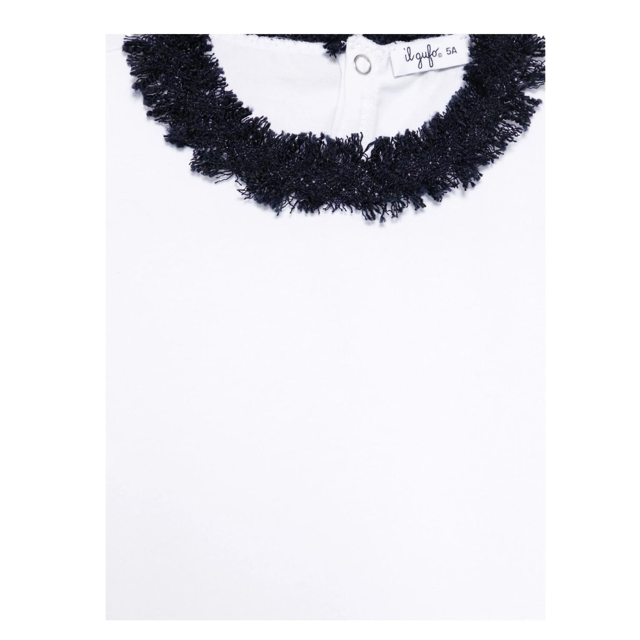 Il Gufo T-Shirt Tinta Unita con Girocollo In Contrasto per Bambina P25TS240MF032 BIANCO IL GUFO 