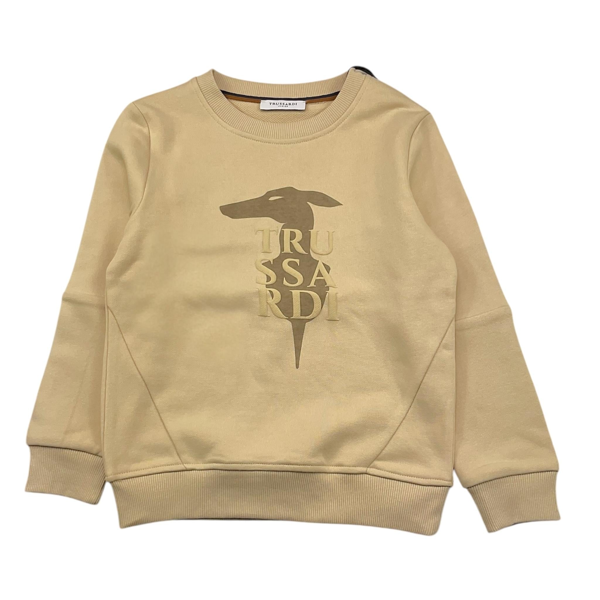 TRUSSARDI felpa girocollo tinta unita con stampa Beige per Bambino TBA25050FE BEIGE TRUSSARDI 