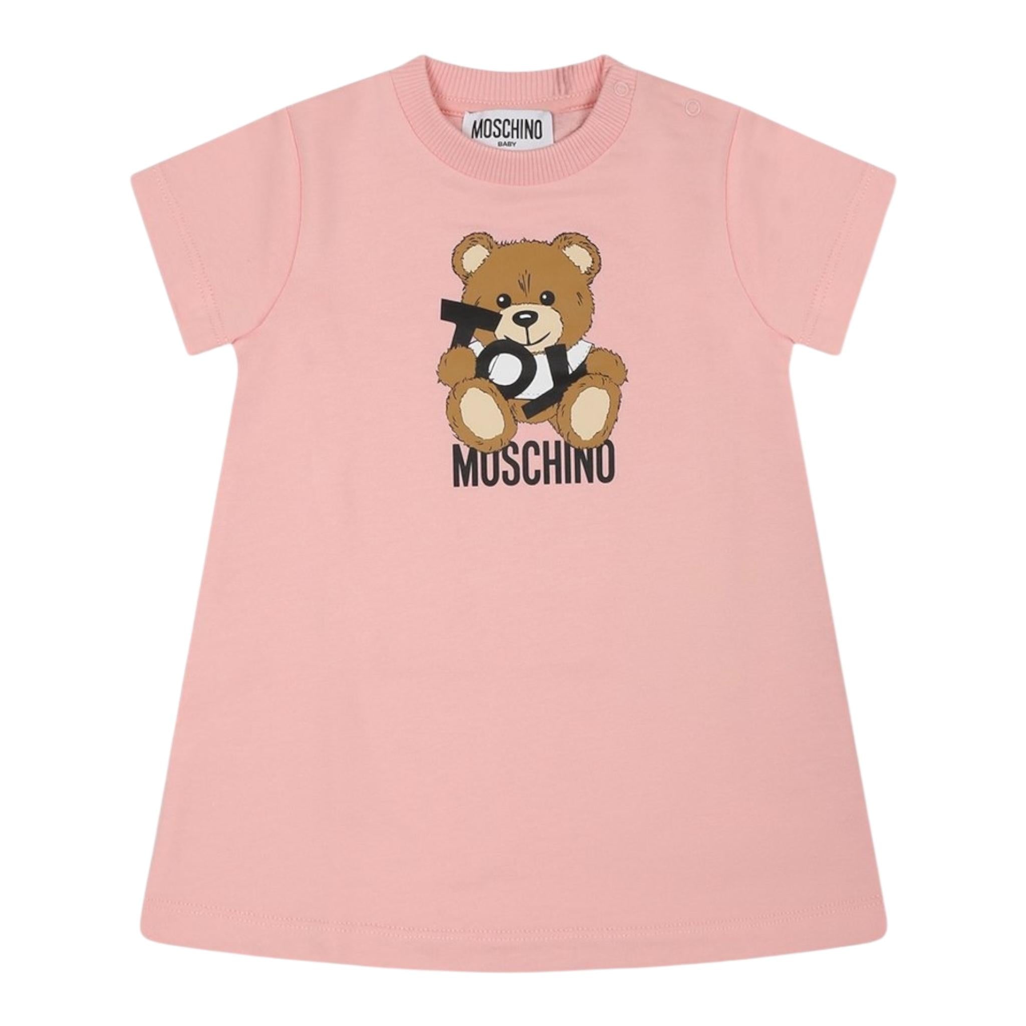 Moschino Abito Girocollo Tinta Unita con Stampa per Neonata MDV0C9XXX ROSA MOSCHINO 
