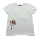 M+E' T-Shirt Girocollo Tinta Unita con Taschino per Bambino UEM0486 PANNA M+E' 