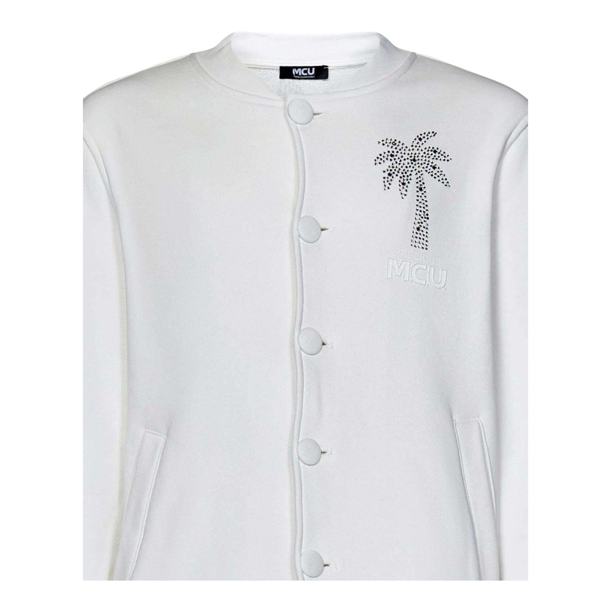 MCU felpa tinta unita con bottoni e brillantini Bianco per Bambina MCUK6004 BIANCO MCU 