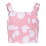 Marc Jacobs Top In Denim Tinta Unita Con Stampa Cerchi Rosa Per Bambina