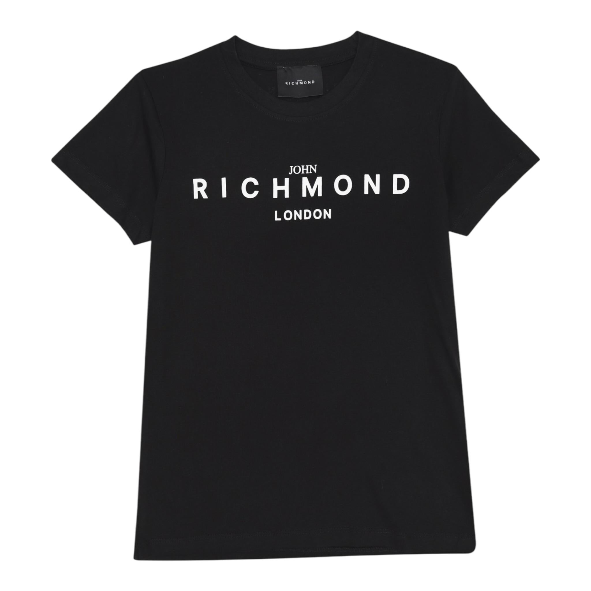 John Richmond T-Shirt Girocollo Tinta Unita con Stampa per Bambino RBP25003TSX NERO JOHN RICHMOND 