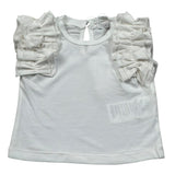 M+E' T-Shirt Girocollo Tinta Unita con Rouches per Neonata UE1735 BIANCO M+E' 