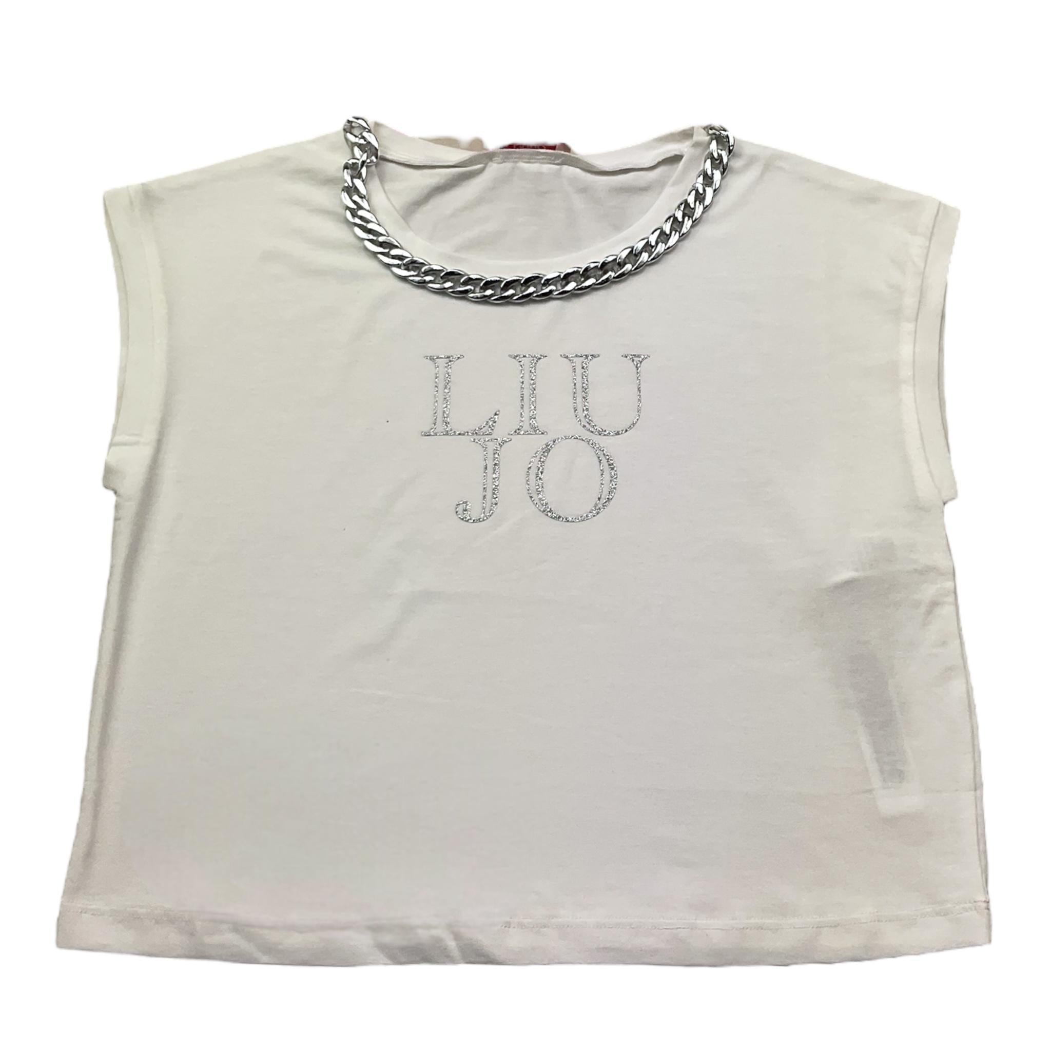Liu Jo T-Shirt Girocollo Tinta Unita con Stampa per Bambina GA5165 BIANCO LIU JO 