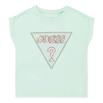 Guess T-Shirt Tinta Unita con Stampa E Paillettes per Neonata K5GI12K6YW4X VERDE ACQUA GUESS 