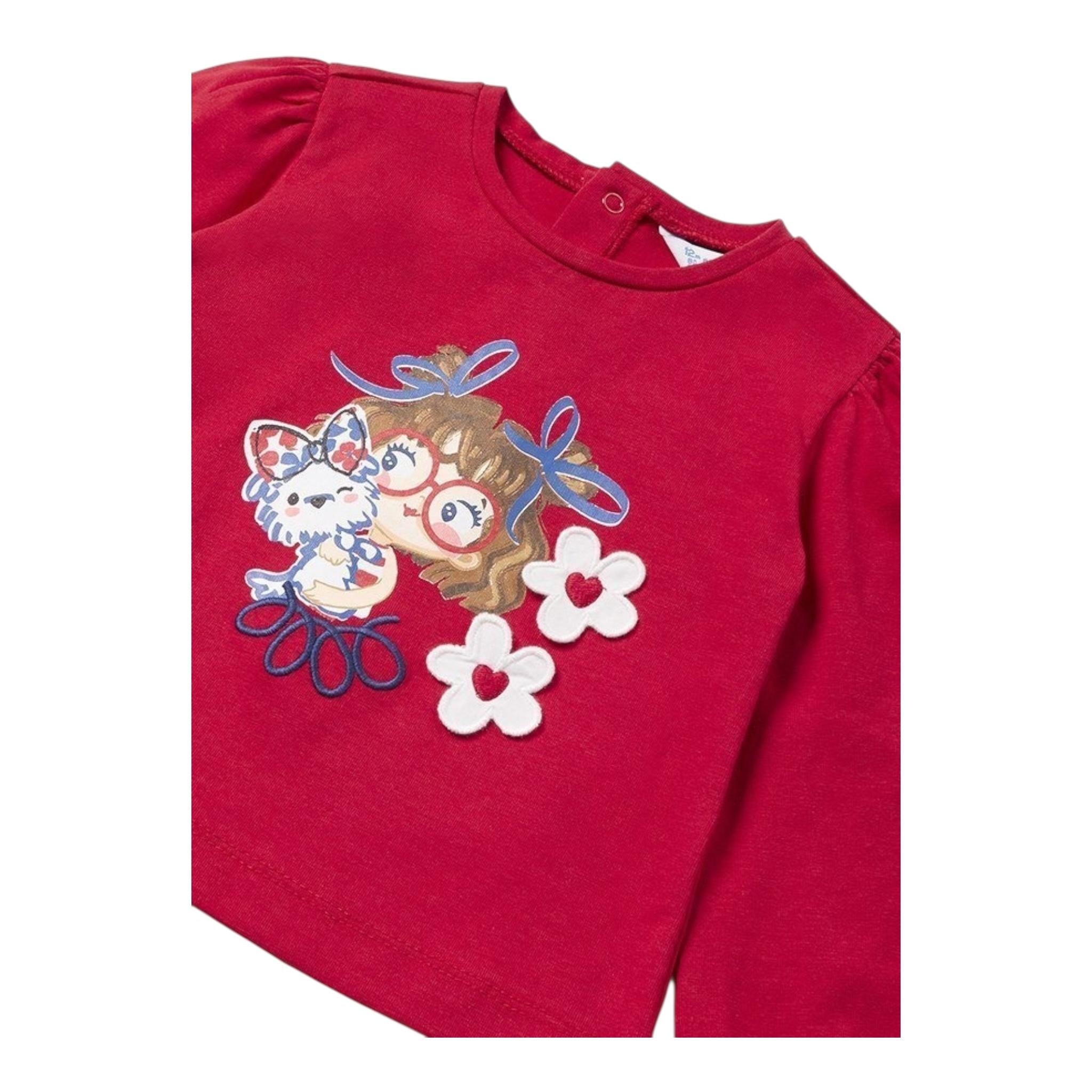 Mayoral Shirt Girocollo Tinta Unita con Stampa per Neonata 1015 ROSSO MAYORAL 