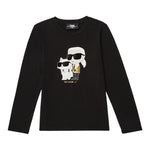 KARL LAGERFELD shirt girocollo tinta unita con stampa in contrasto Nero per Bambina Z30209 NERO KARL LAGERFELD 