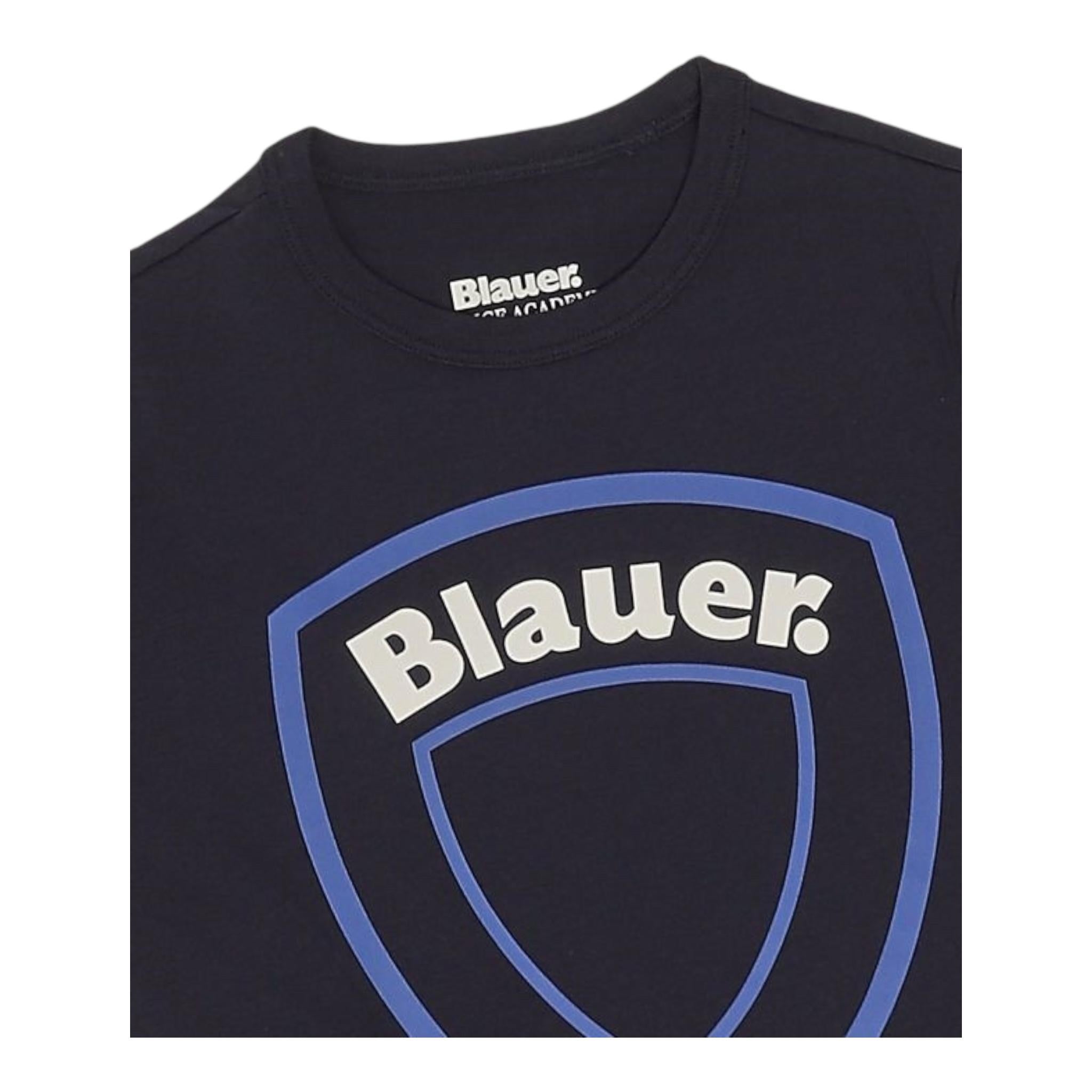 Blauer T-Shirt Giricollo Tinta Unita con Stampa per Bambino 24SBLKH02508 BLU BLAUER 
