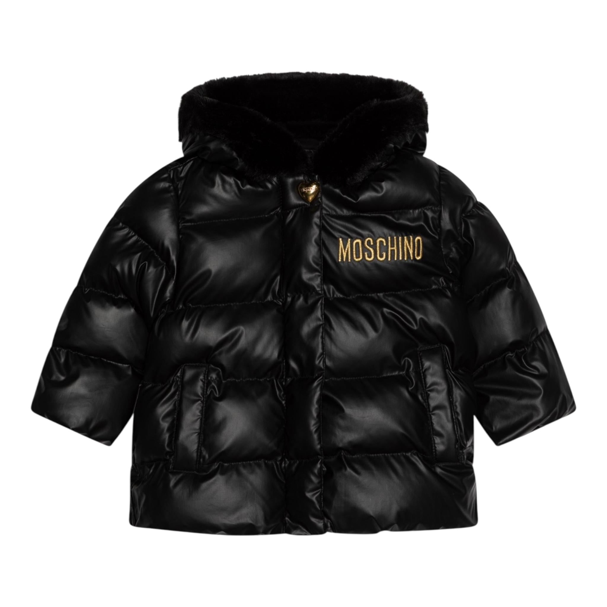 MOSCHINO giubbino tinta unita con cappuccio Nero per Neonata MDS02EX NERO MOSCHINO 