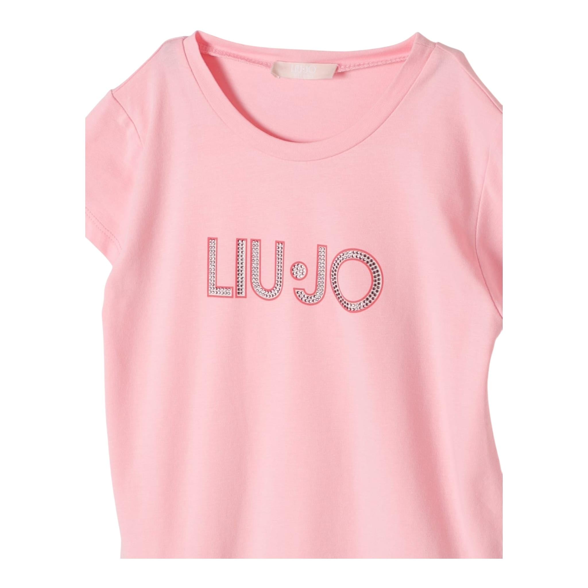Liu Jo Abito Mezza Manica Tinta Unita con Brillantini per Bambina KA4128 ROSA LIU JO 