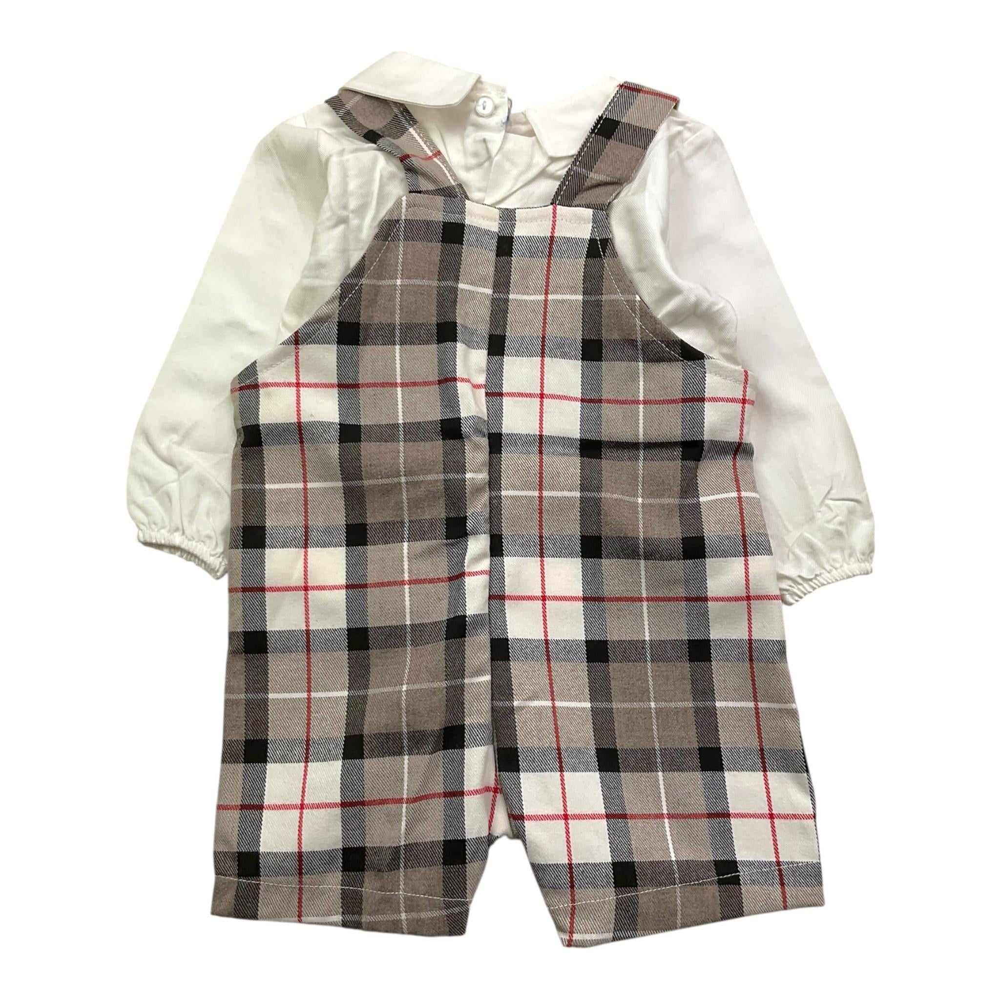CALAMARO completo 2pz salopette-shirt fantasia a quadri Bianco per Neonato 17900 BIANCO CALAMARO 