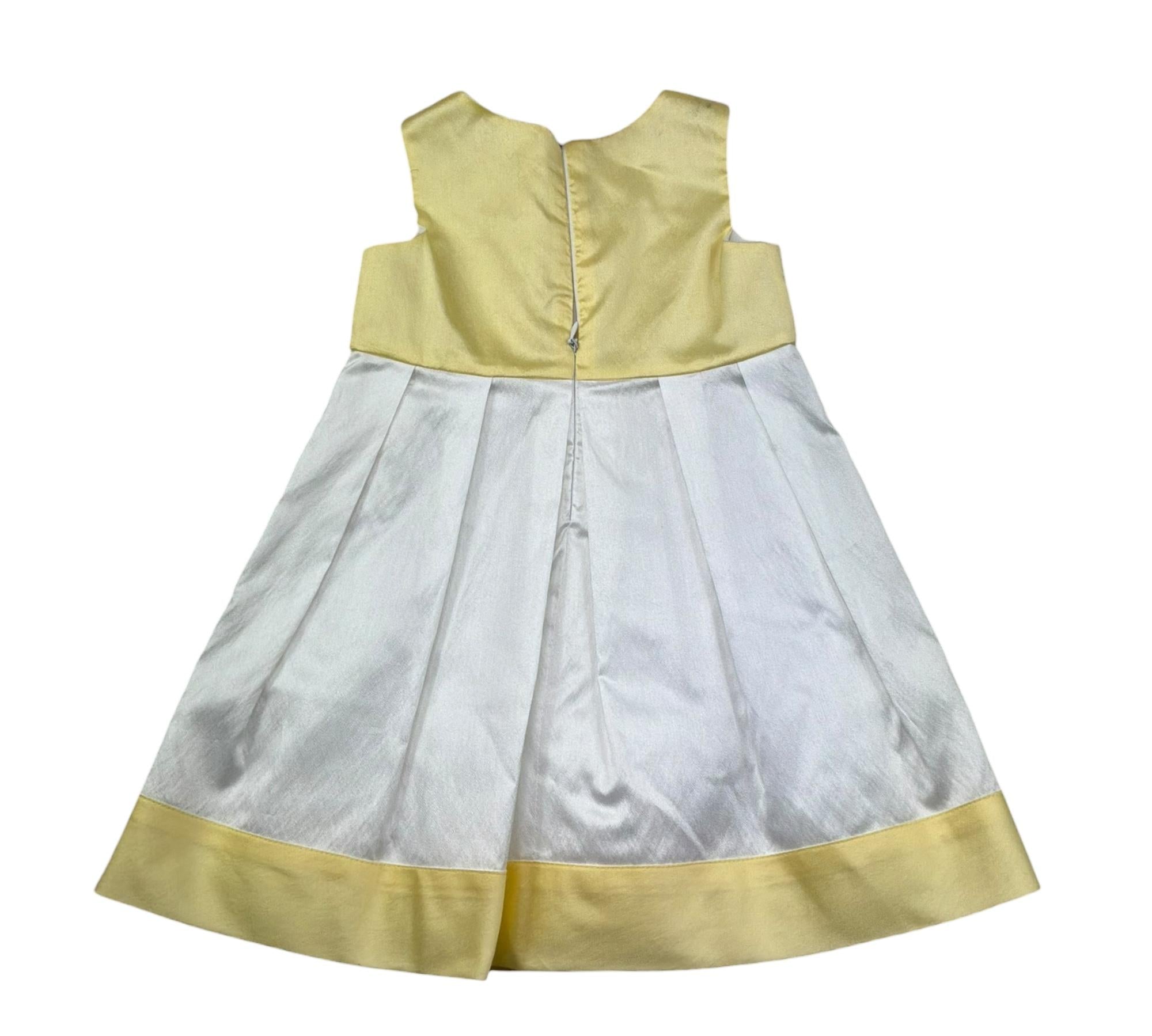 Le Bebe Abito Giromanica Tinta Unita con Fiocco per Neonata LBG0701 BIANCO/GIALLO LE BEBE 