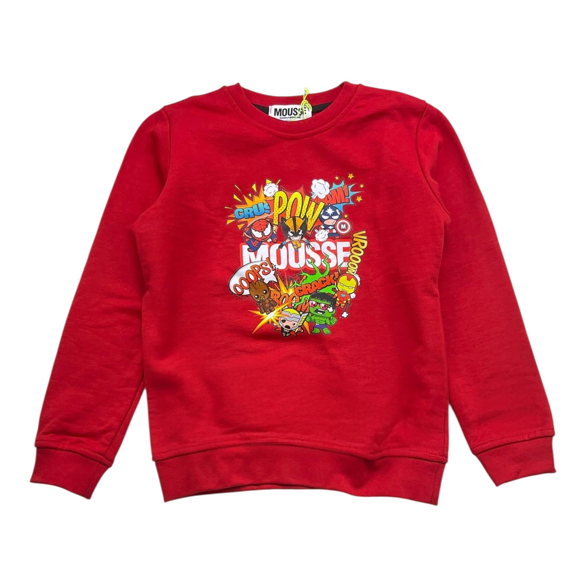 MOUSSE felpa tinta unita girocollo con stampa Rosso per Bambino KFG371R ROSSO MOUSSE 