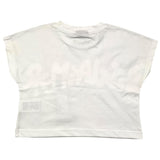 Disclaimer T-Shirt Modello Crop Tinta Unita Con Stampa In Contrasto Bianco Per Bambina