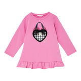 LIU JO abito in felpa girocollo tinta unita con stampa Rosa per Bambina KF4107 ROSA LIU JO 