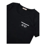 N°21 T-Shirt Girocollo Tinta Unita con Stampa per Bambina N2101Z NERO N°21 
