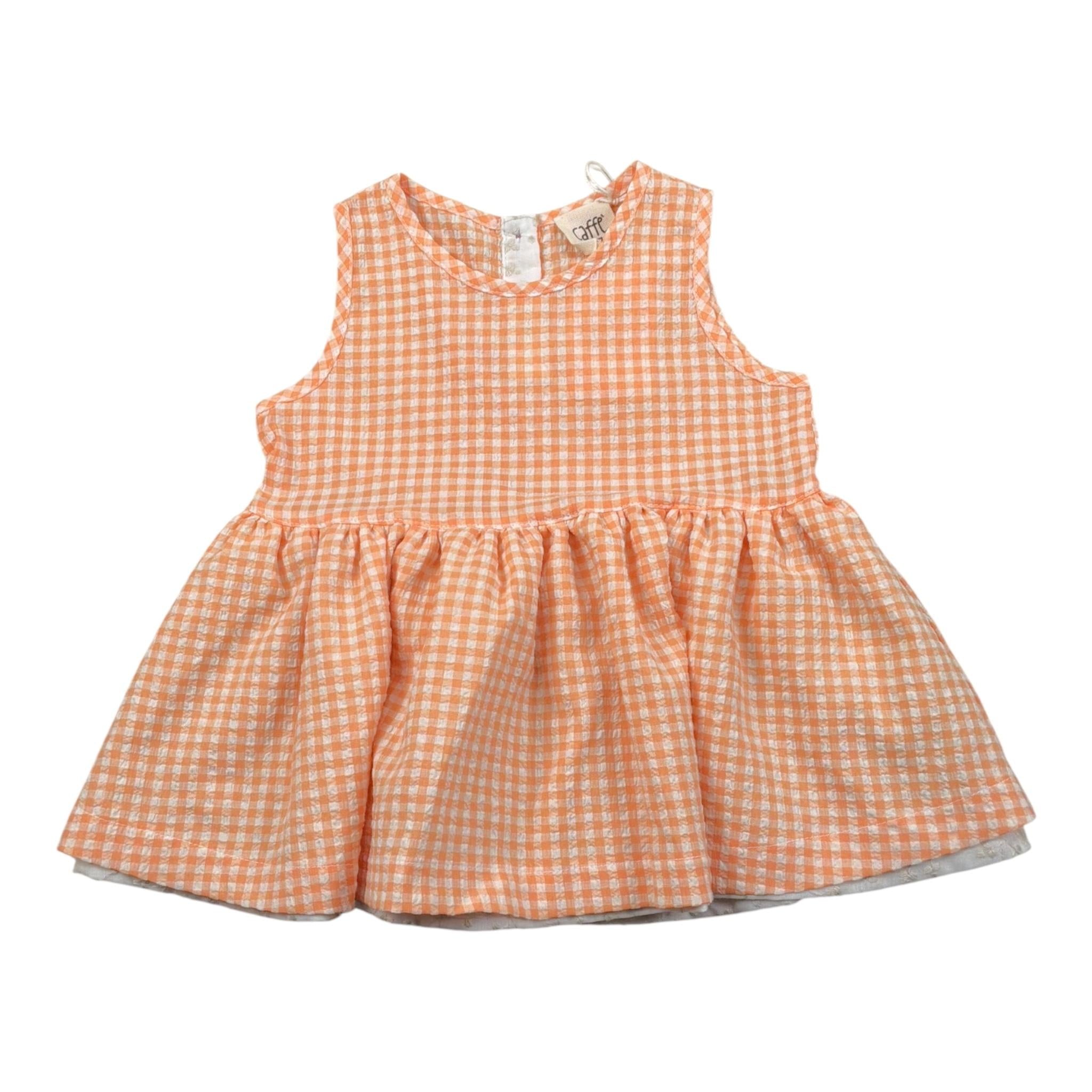 Caffe' D'Orzo Top Tinta Unita Giromanica con Fantasia A Quadri per Neonata ZW5A62 ARANCIONE CAFFE' D'ORZO 