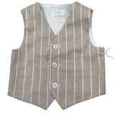 Pure Firenze Gilet tinta unita con Fantasia A Righe Beige per Neonato PC03353 BEIGE PURE FIRENZE 