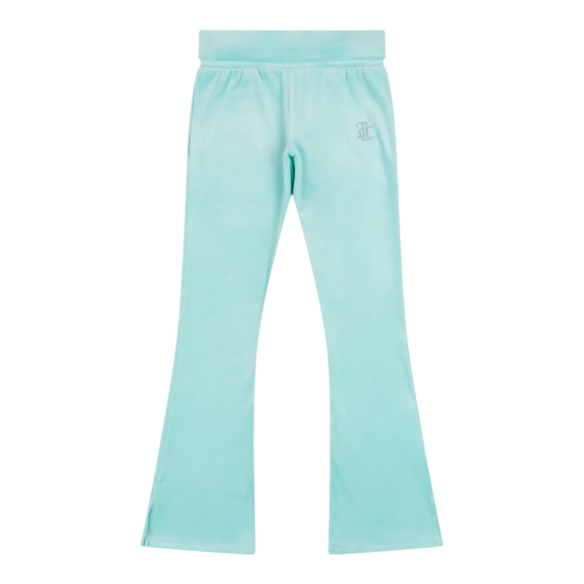 Juicy Couture Pantalone Tinta Unita In Velluto con Brillanini per Bambina JBX6501 AZZURRO JUICY COUTURE 