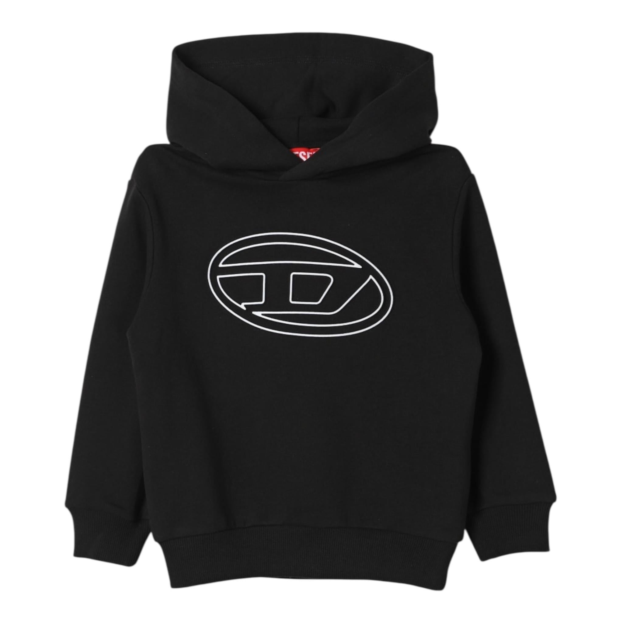DIESEL felpa tinta unita con cappuccio e stampa Nero per Bambino J02017X NERO DIESEL 