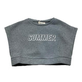 Dondup T-Shirt Felpa Girocollo Tinta Unita Con Stampa In Contrasto Grigio Per Bambina