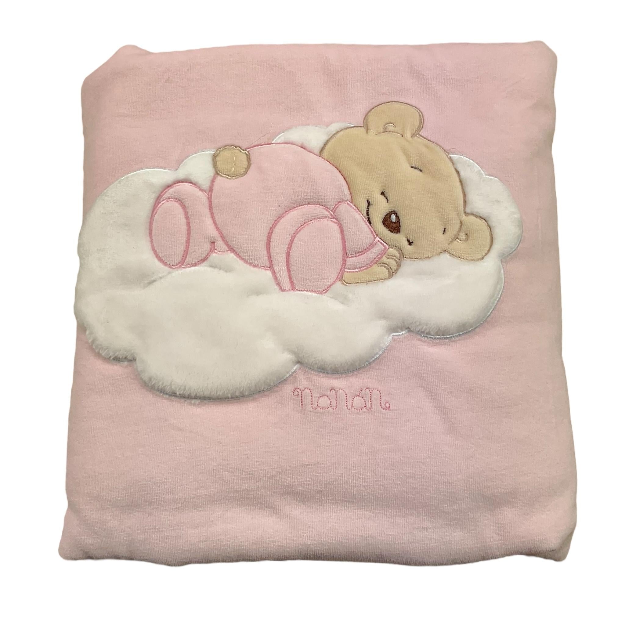 NANAN coperta tinta unita con stampa Rosa per Neonata AI24004R ROSA NANAN 
