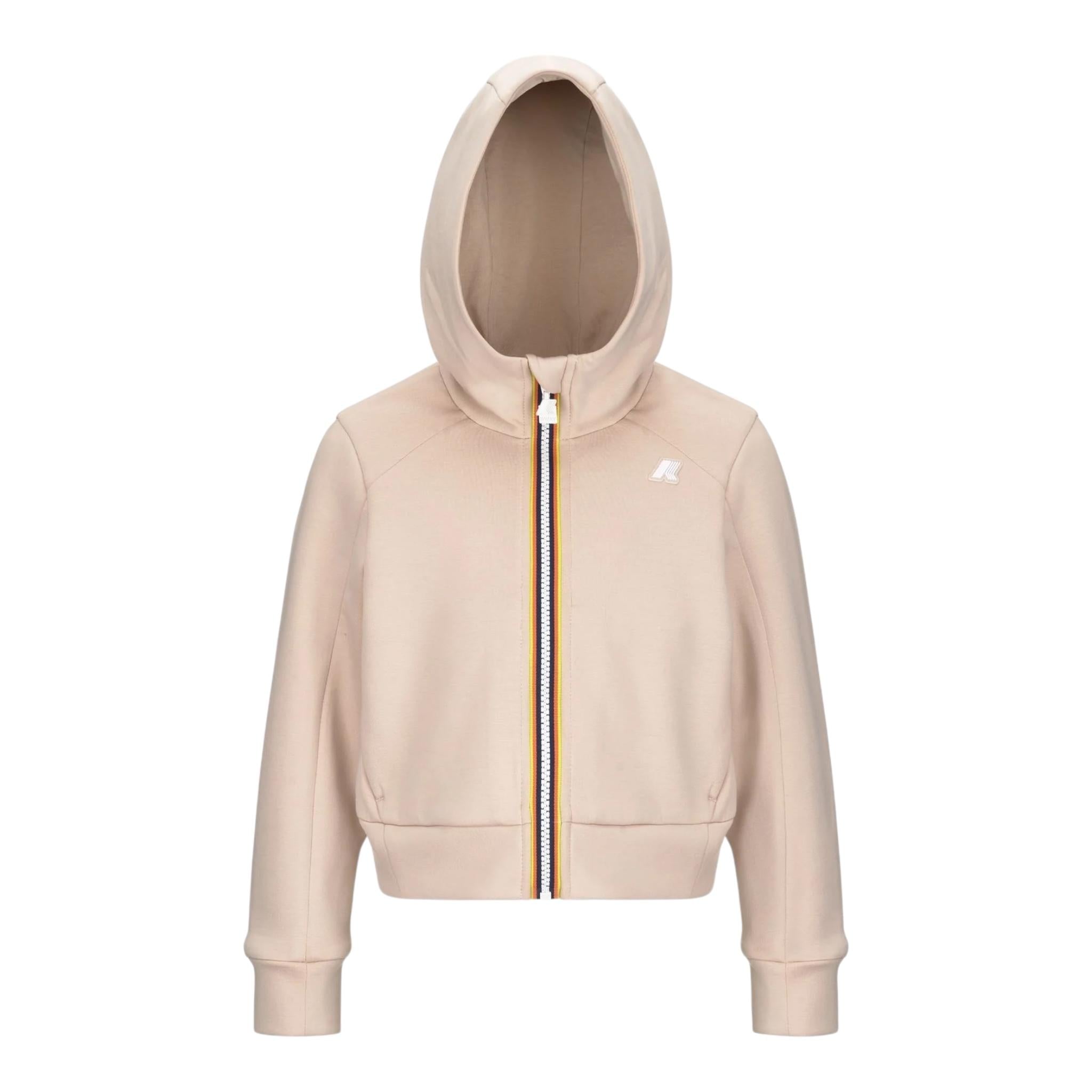 K-WAY felpa con zip e cappuccio tinta unita Beige per Bambina K41365W BEIGE K-WAY 