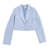 Alley Einreihige Puderblaue einfarbige kurze Jacke für Baby Mädchen