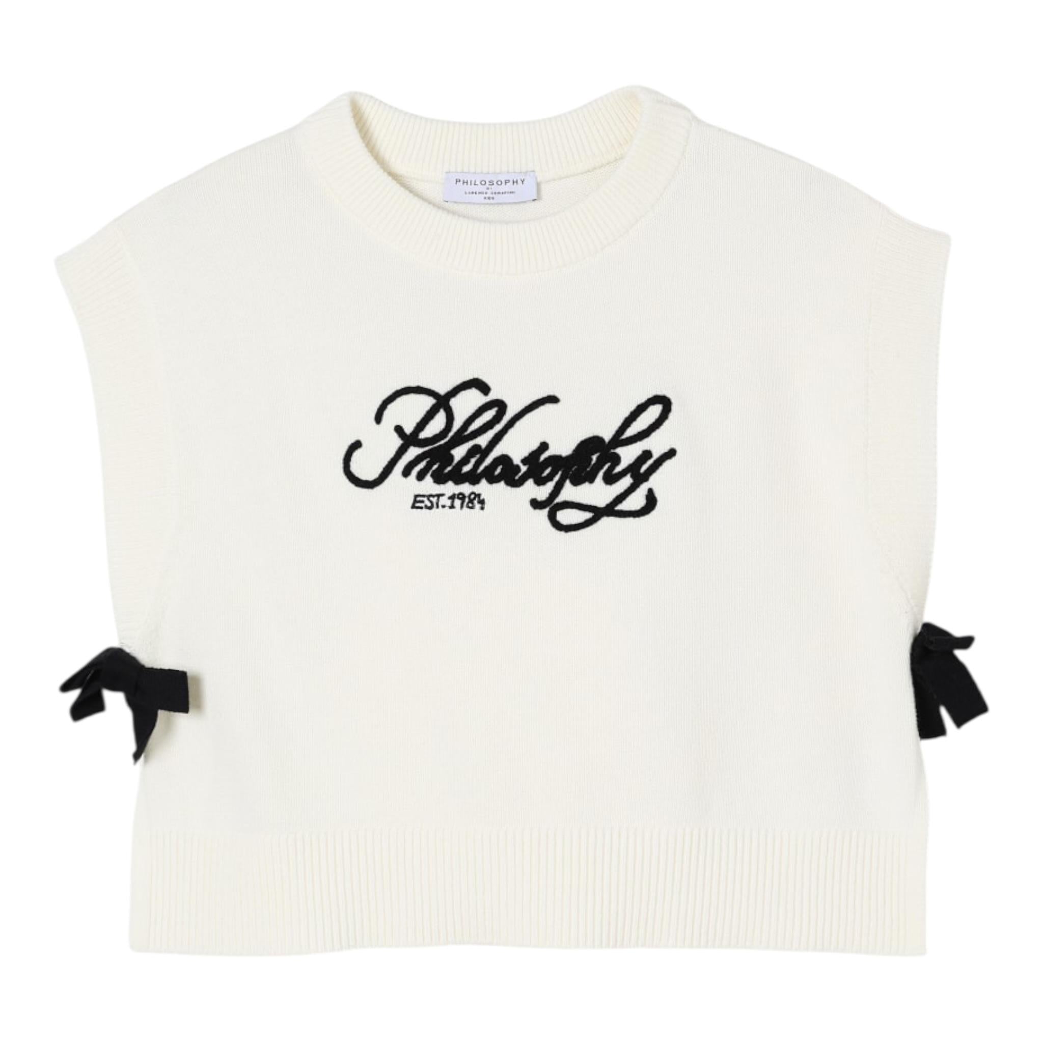 Philosophy Maglia Girocollo Tinta Unita con Logo per Bambina I9E308XX BIANCO PHILOSOPHY 