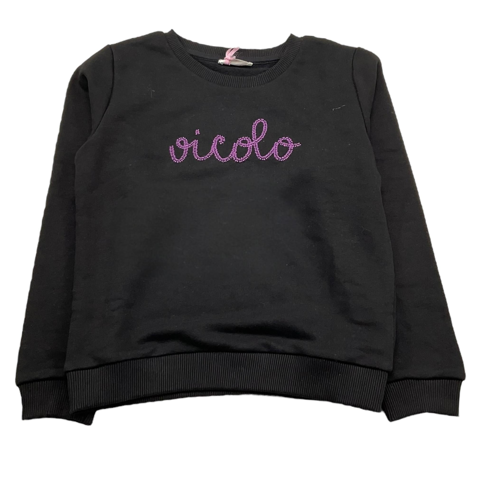 Vicolo Felpa Chiusa Girocollo Tinta Unita con Logo per Bambina 3141F0759 NERO VICOLO 