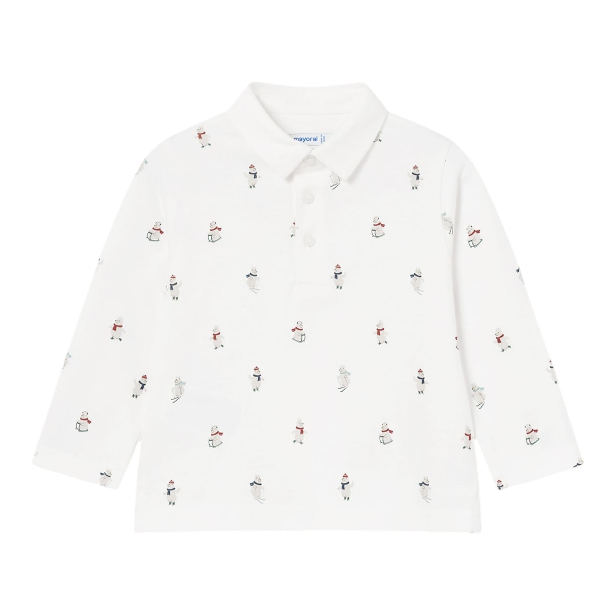 MAYORAL polo manica lunga tinta unita con stampe rso Bianco per Bambino 2182 BIANCO MAYORAL 