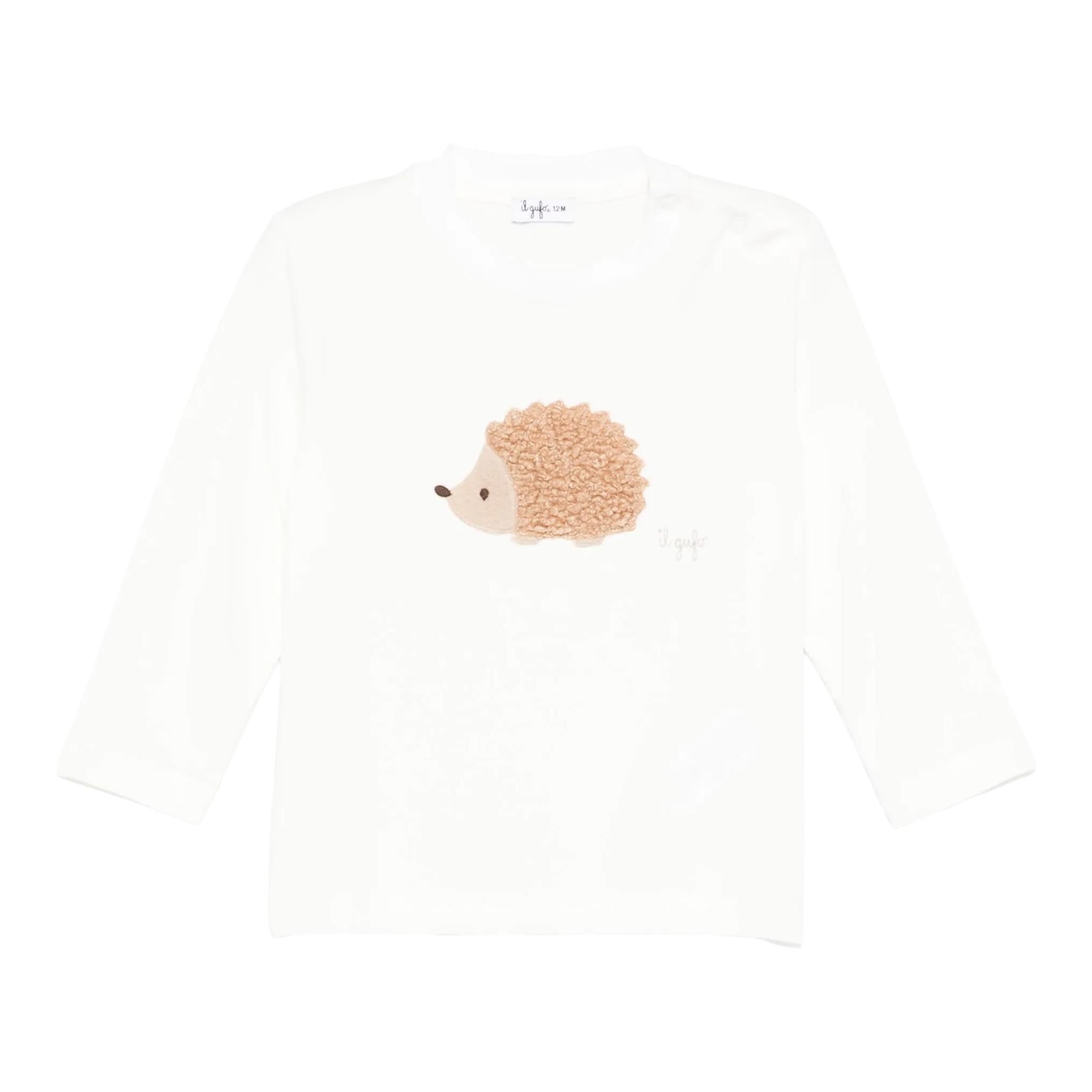 IL GUFO shirt girocollo tinta unita con ricami Panna per Neonato A24TA355MF002 PANNA IL GUFO 
