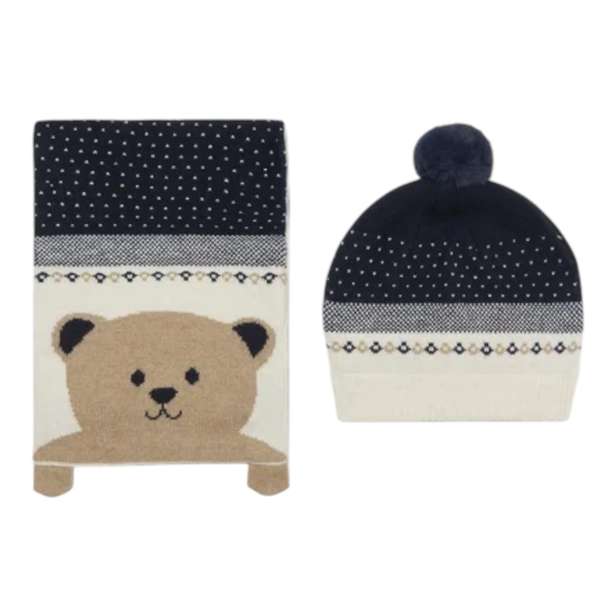 MAYORAL set sciarpa-cappello tinta unita con stampa Blu per Neonato 10767 BLU MAYORAL 