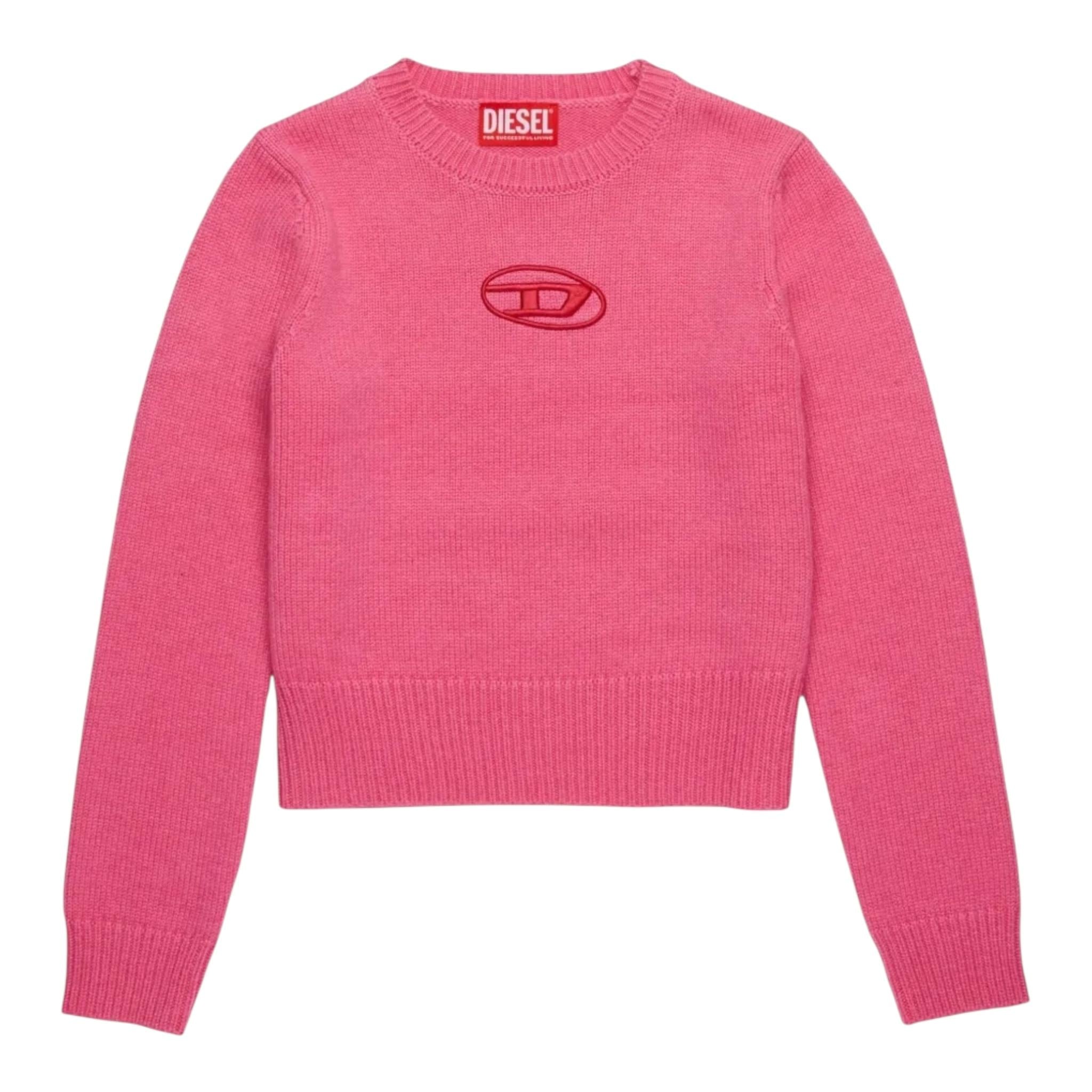 DIESEL maglia tinta unita girocollo con logo Fuxia per Bambina J02084X FUXIA DIESEL 