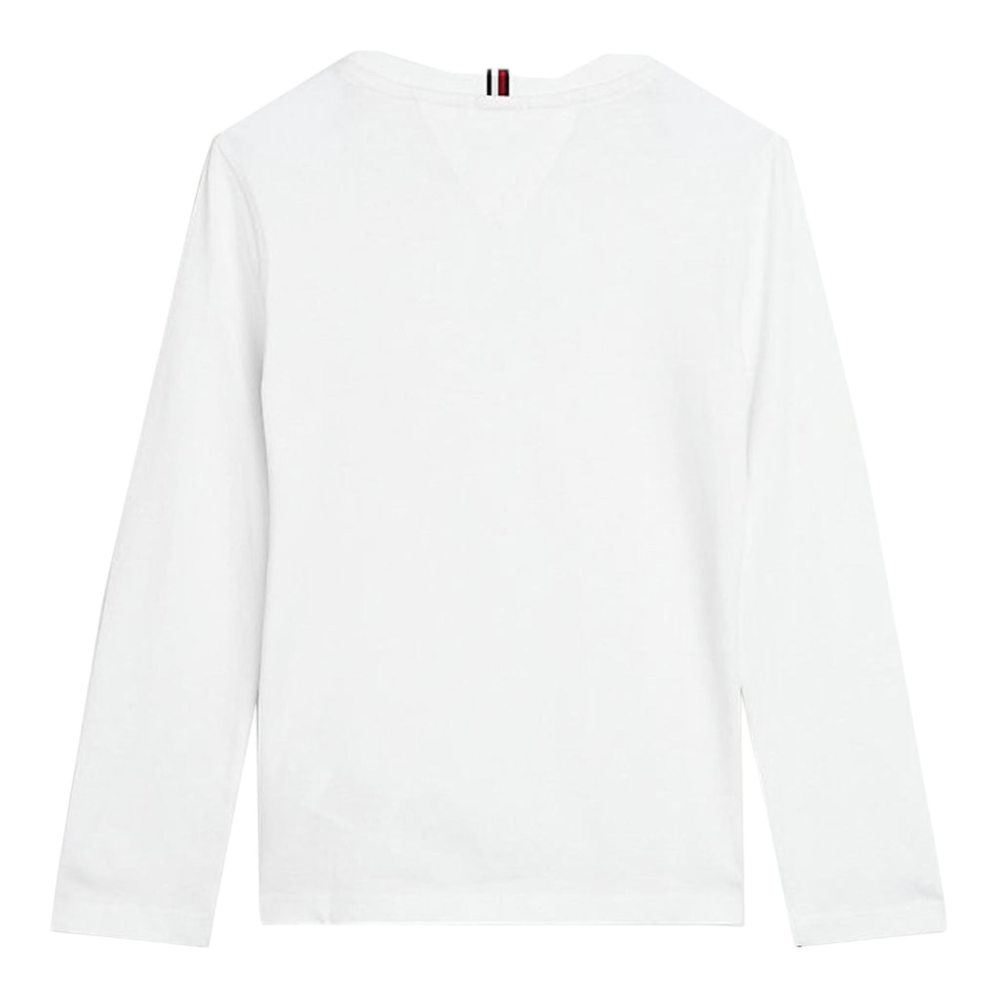 TOMMY HILFIGER shirt girocollo tinta unita con stampa in contrasto Bianco per Bambino KS0KS00202 BIANCO TOMMY HILFIGER 
