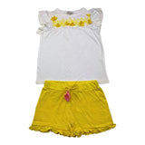 Yours Girl Completo T-Shirt-Short Bicolore Bianco/Giallo Per Bambina
