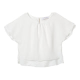 Monnalisa Camicia Mezza Manica Tinta Unita Bianco Per Bambina