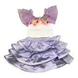 Miss Grant Completo 2 Pezzi Top Con Tulle-Gonna Bicolore Bianco/Lilla Per Bambina