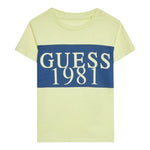 Guess T-Shirt Girocollo Tinta Unita con Stampa per Neonato N3GI02K8HM0 GIALLO GUESS 