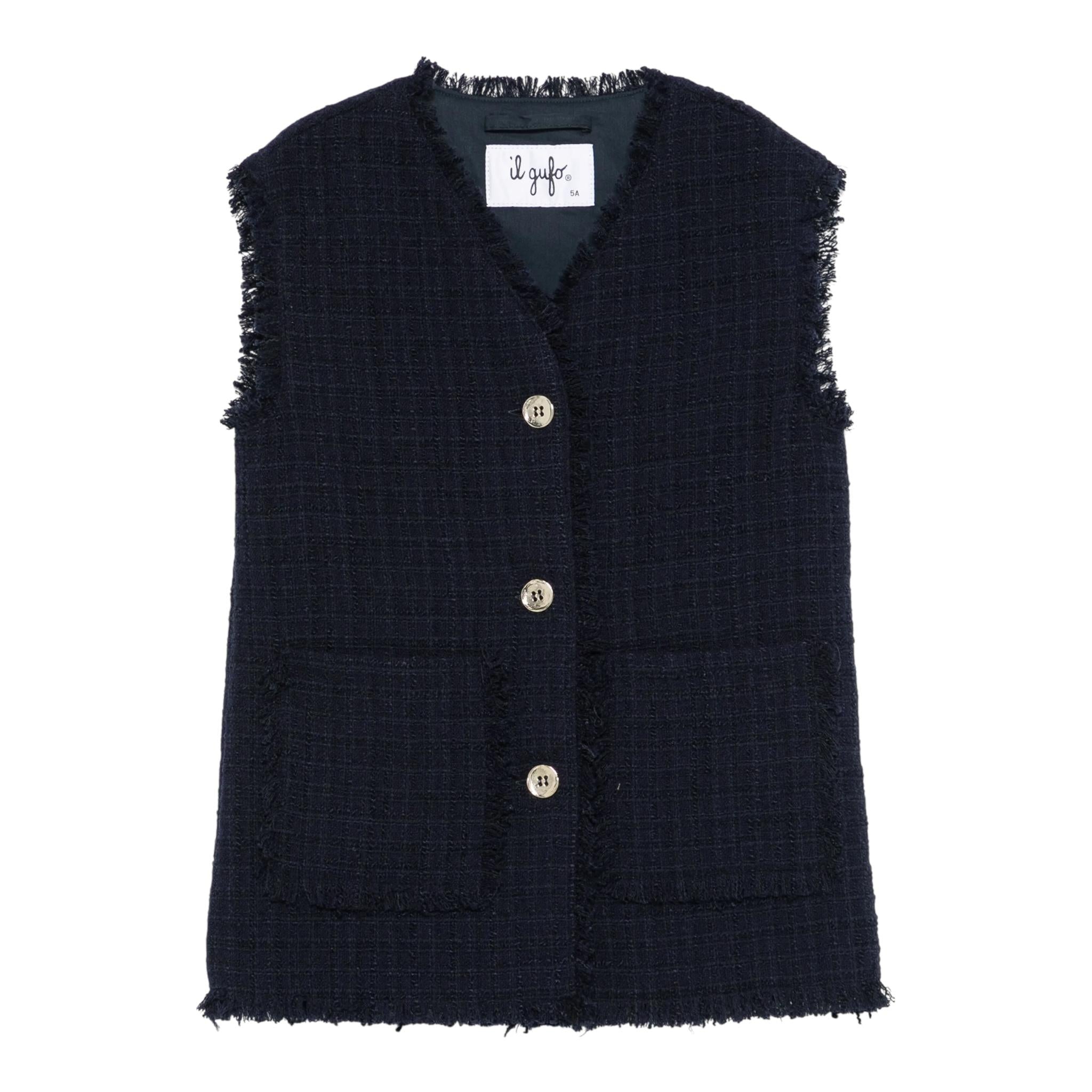 Il Gufo Gilet Tinta Unita con Bottoni per Bambina P25GI054C5052 BLU IL GUFO 